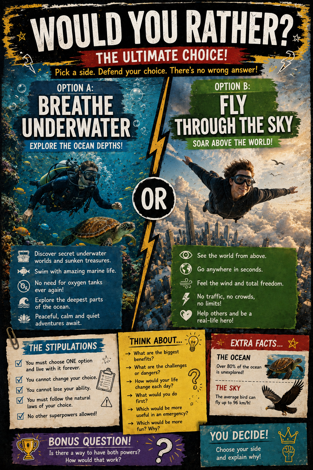 Breathe Underwater or Fly